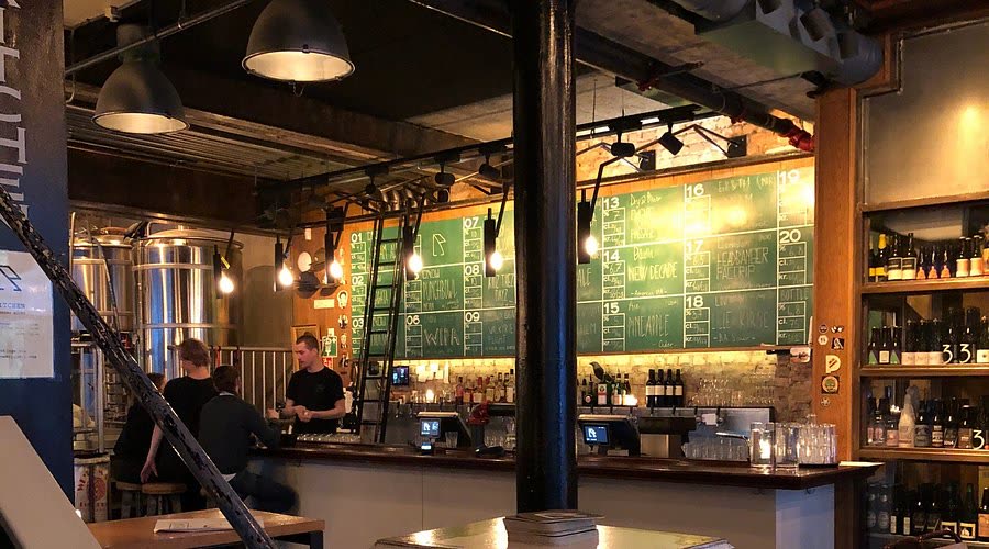 Craft beer selection at a local Oslo bar