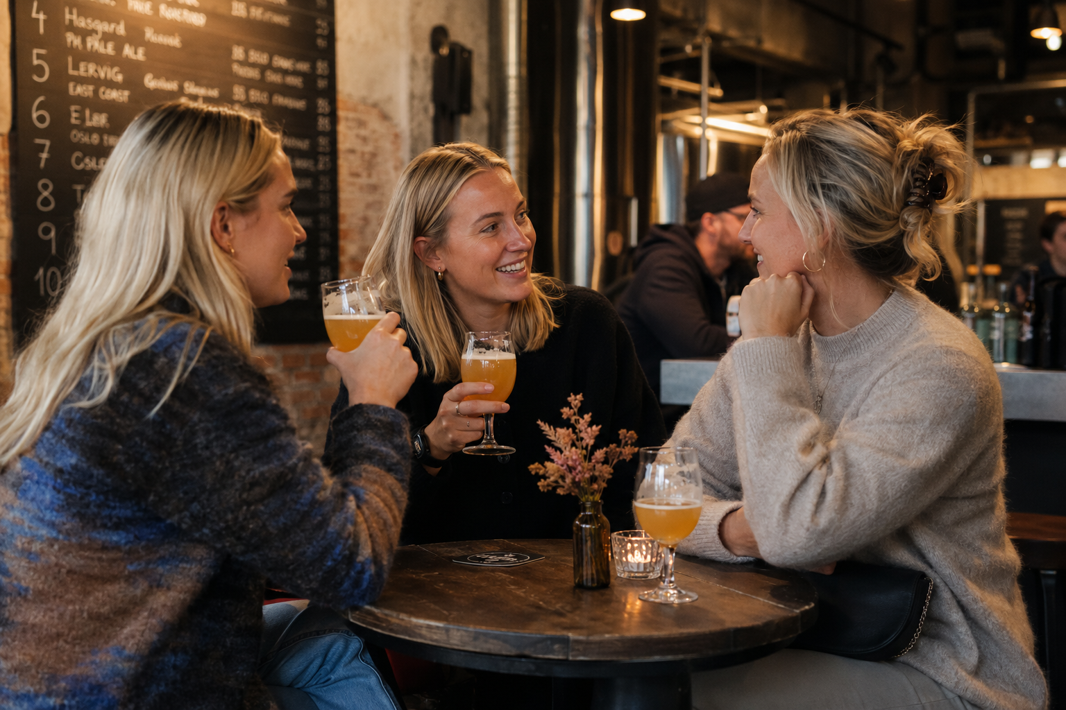 Craft beer glass in a bar setting
